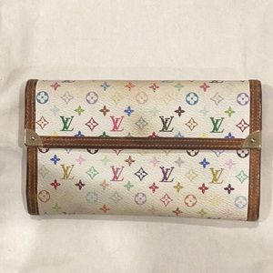 Louis Vuitton Paris White Wallet with Multicolor Pattern